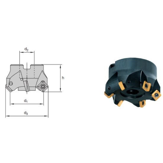 Picture of LMT Fette F4 5 MT S12.1000AF Milling 45.0°, Face Mill Milling Cutter 10.00 Cutter Diameter